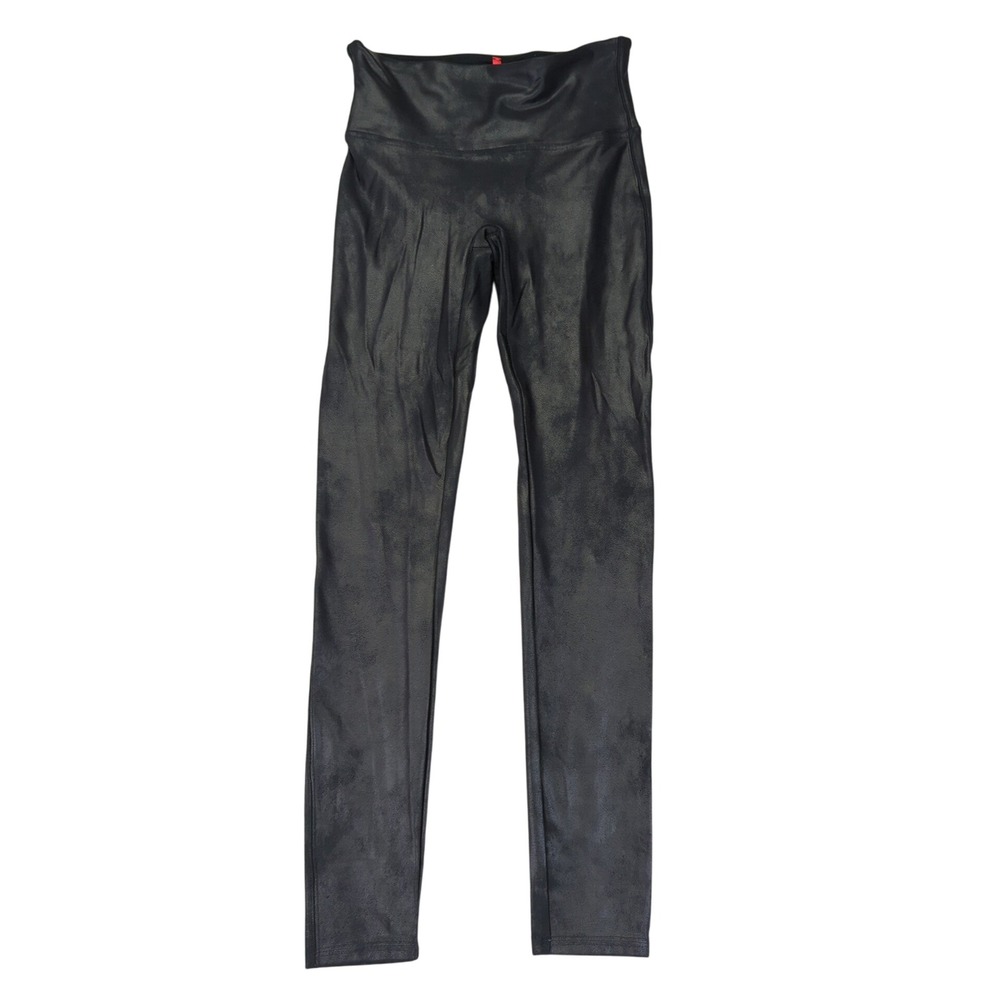 Spanx Faux Leather Leggings Black‎ Womens Medium M High Waisted Tummy Control